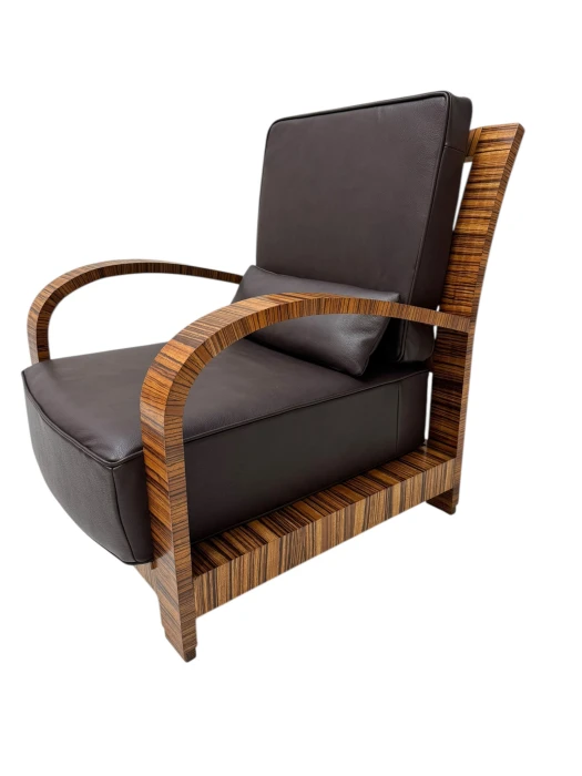 Two Art Deco Lounge Chairs with Leather Cushions France, 1930s